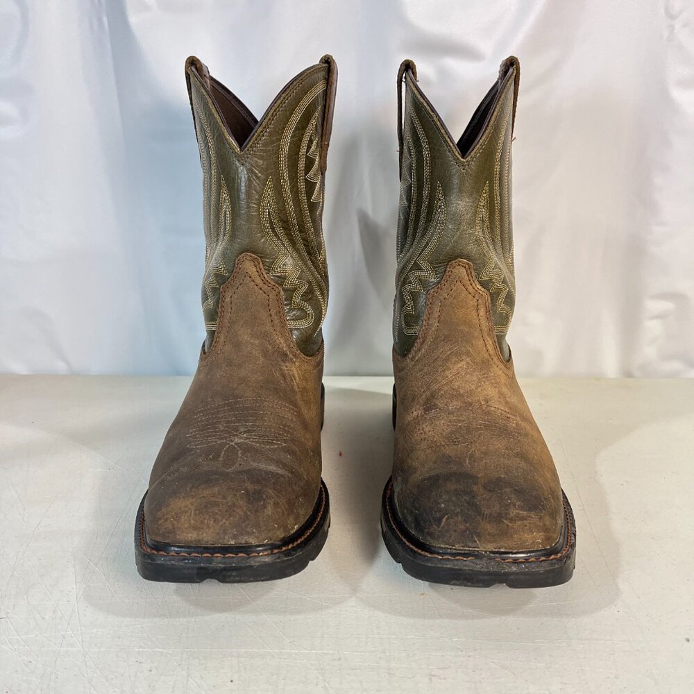 Ariat Groundstomper Work Boots Brown/Olive Green Men’s 9.5 D Pull-On Square Toe - Picture 8 of 15